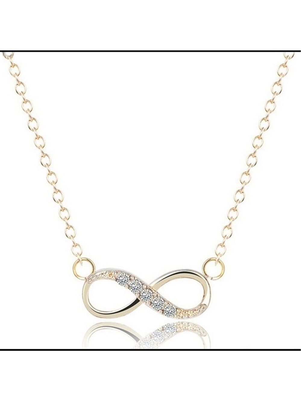 GOLD Plated Crystal Infinity Necklace